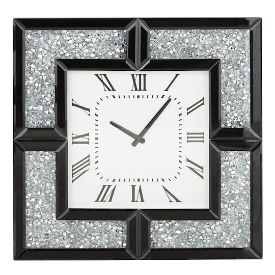 20&#x22; Black Wood Glam Wall Clock